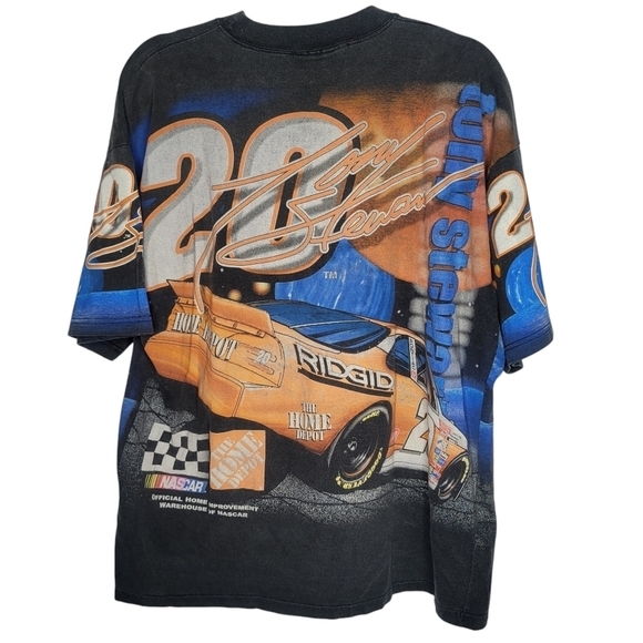 Vintage 90s NASCAR Tony Stewart #20 Built for the Future All Over Print T-Shirt - Picture 2 of 7
